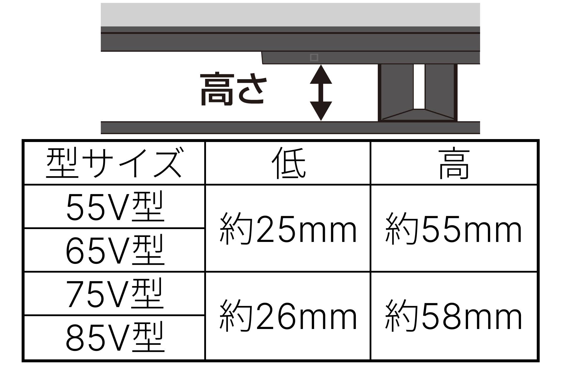 テレビスタンド高さサイズ_レグザ