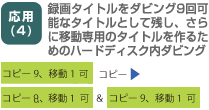応用(4)録画タイトルをダビング9回可能なタイトルとして残し、さらに移動専用のタイトルを作るためのハードディスク内ダビング