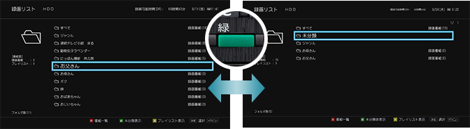 「「未分類」フォルダで分類前の番組が探しやすい」 : イメージ