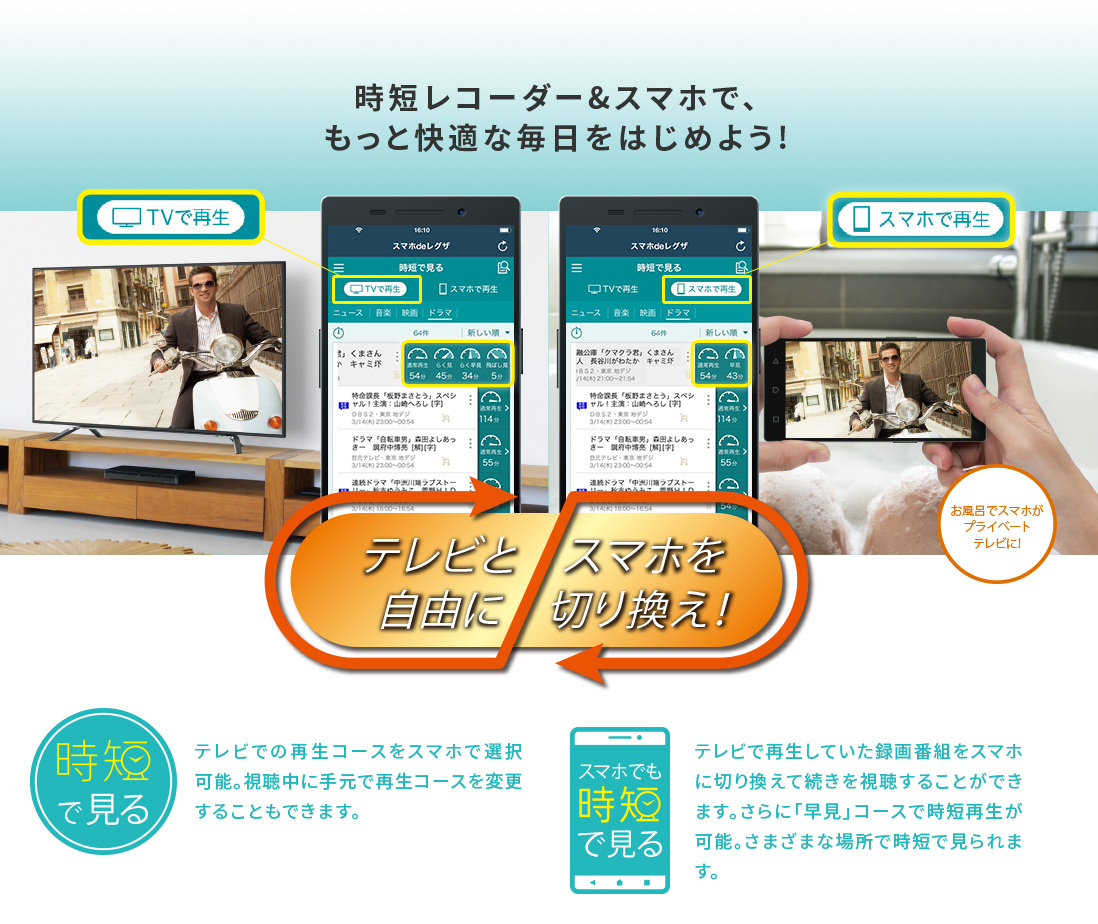 テレビとスマホを自由に切り替え！