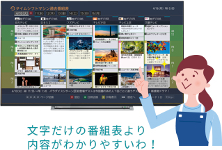 文字だけの番組表より内容がわかりやすいわ！