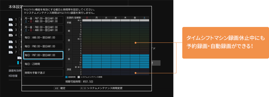 タイムシフトマシン録画休止中にも予約録画・自動録画ができる！