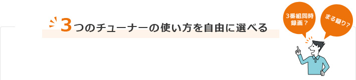 3つのチューナーの使い方を自由に選べる