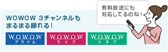 「WOWOW3チャンネルもまるまる録れる」イメージ