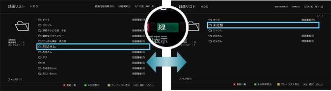 「「未分類」フォルダで分類前の番組が探しやすい」 : イメージ