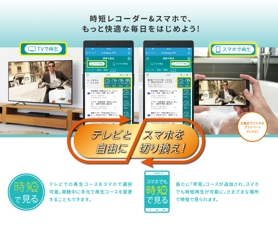 テレビとスマホを自由に切り替え！