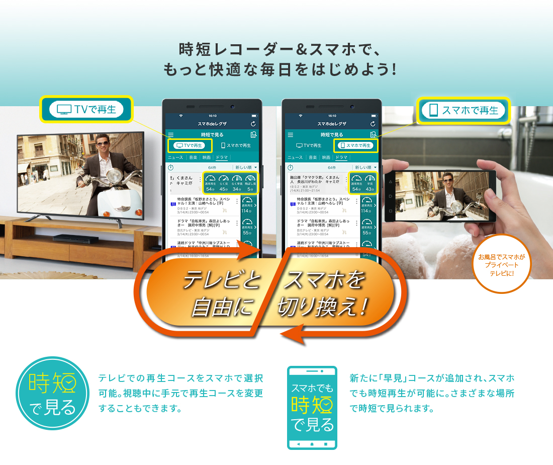 テレビとスマホを自由に切り替え！