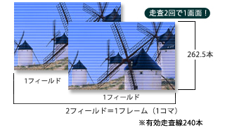 通常の再生(インターレース方式)イメージ
