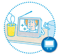 リビングで見ていたドラマの続きをキッチンでも。