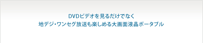 DVDビデオを見るだけでなく地デジ・ワンセグ放送も楽しめる大画面液晶ポータブル