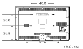 40V型A2の壁掛け背面取付図