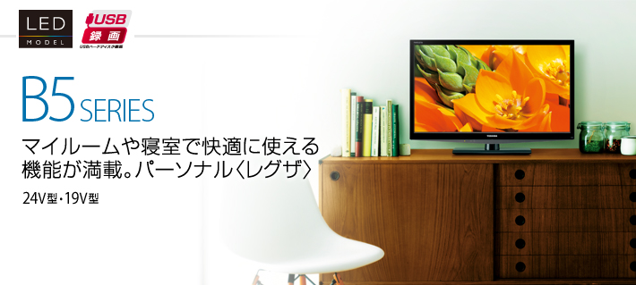 B5 SERIES マイルームや寝室で快適に使える機能が満載。パーソナル〈レグザ〉 24V型 19V型