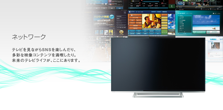 ネットワーク テレビを見ながらSNSを楽しんだり、 多彩な映像コンテンツを満喫したり。 未来のテレビライフが、ここにあります。