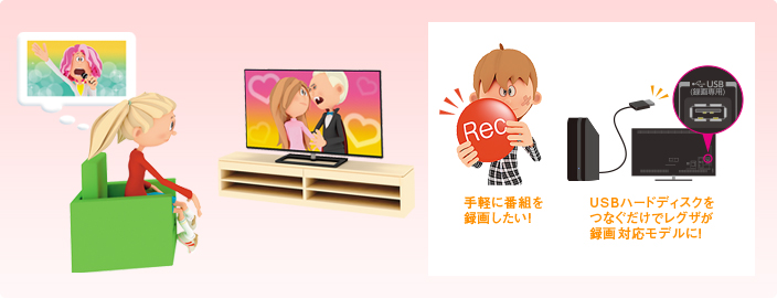 「2チューナー「ウラ録」対応(USBハードディスク録画)」イメージ