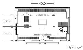 40V型HB2の壁掛け背面取付図
