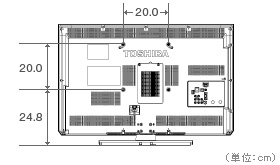 32V型HRB2の壁掛け背面取付図