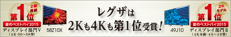 レグザは2Kも4Kも第1位受賞！