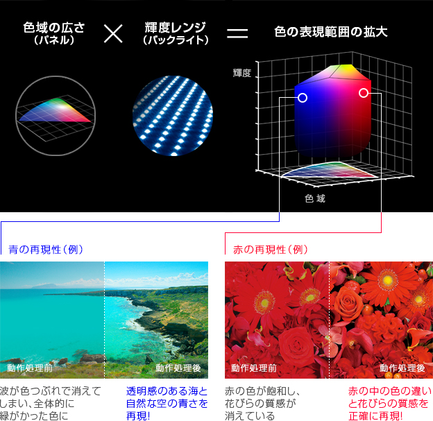 「4K広色域復元×直下型LEDパネル」イメージ