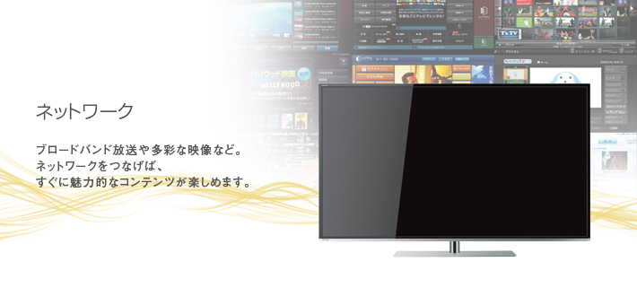 ネットワーク -- ブロードバンド放送や多彩な映像など。ネットワークをつなげば、すぐに魅力的なコンテンツが楽しめます。