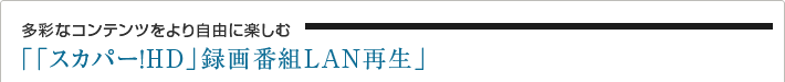 多彩なコンテンツをより自由に楽しむ「「スカパー!HD」録画番組LAN再生」