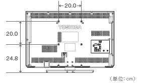 32V型RB2の壁掛け背面取付図
