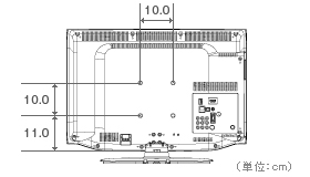 22V型R3の壁掛け背面取付図