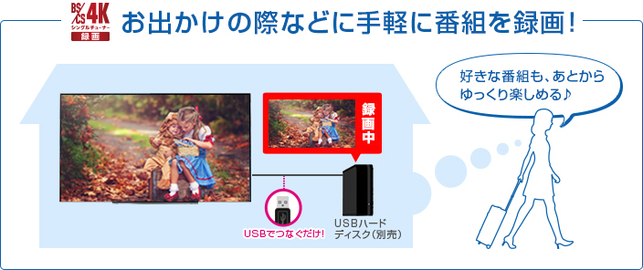 「お出かけの際など手軽に番組を録画」 イメージ