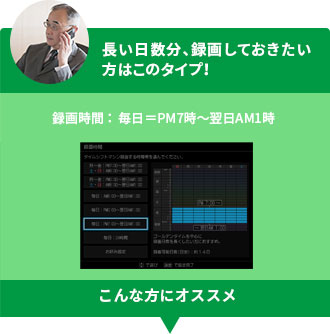 「長い日数分、録画しておきたい方はこのタイプ!」 イメージ