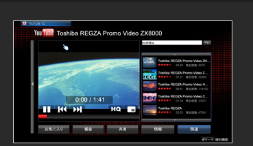 写真:精細感のあるクリアな映像で再現 YouTube再生機能