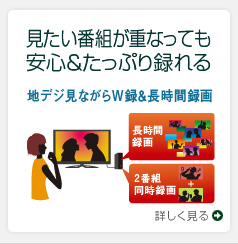 見たい番組が重なっても安心＆たっぷり録れる 地デジ見ながらW録＆長時間録画