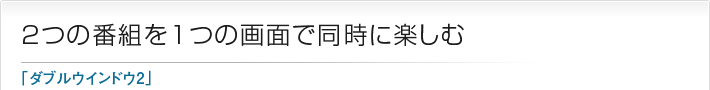 2つの番組を1つの画面で同時に楽しむ「ダブルウインドウ2」