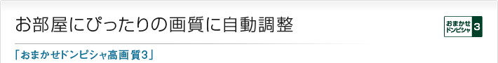 お部屋にぴったりの画質に自動調整「おまかせドンピシャ高画質3」