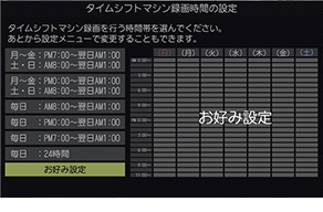 「「お好み設定」で録画したい時間のみ設定できる」イメージ