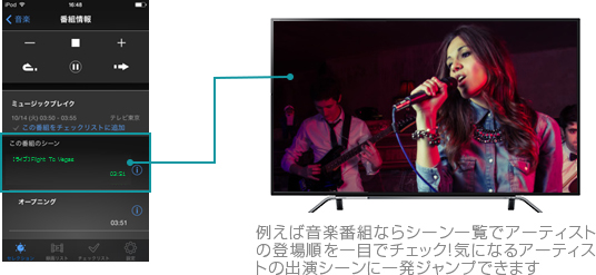 「アプリで選んだ番組・シーンをレグザですぐ再生」イメージ