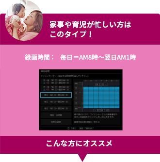 「家事や育児が忙しい方はこのタイプ！」 イメージ