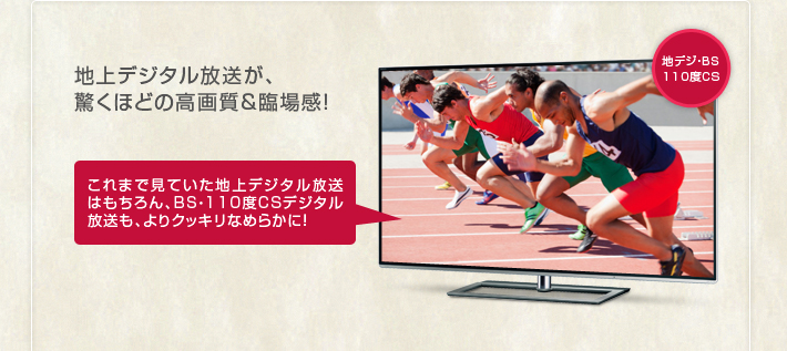 地上デジタル放送が、驚くほどの高画質&臨場感！