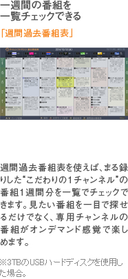 一週間の番組を一覧チェックできる「週間過去番組表」