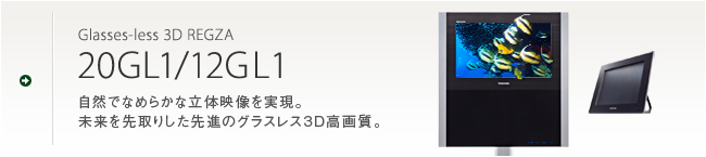 Glasses-less 3D REGZA 20GL1/12GL1 自然でなめらかな立体映像を実現。未来を先取りした先進のグラスレス3D高画質。