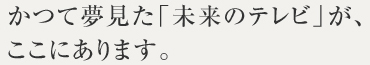 かつて夢見た「未来のテレビ」が、ここにあります。