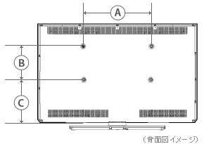 19V型P2の壁掛け背面取付図