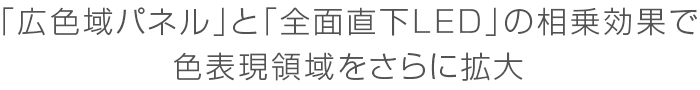 「広色域パネル」と「全面直下LED」の相乗効果で色表現領域をさらに拡大