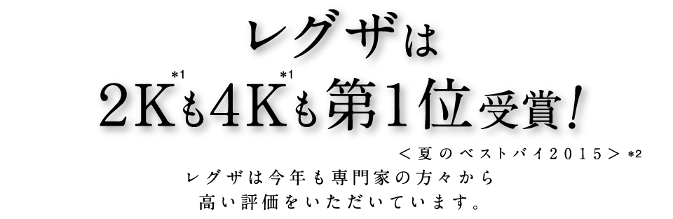 レグザは2K※1も4K※1も第1位受賞！夏のベストバイ2015※2　レグザは今年も専門家の方々から高い評価をいただいています。